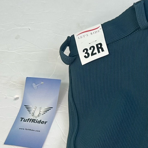 Tuff Rider Front Zip Knee Patches Low Rise Ribbed Breeches Blue Pants SZ 32 NEW - Picture 3 of 14